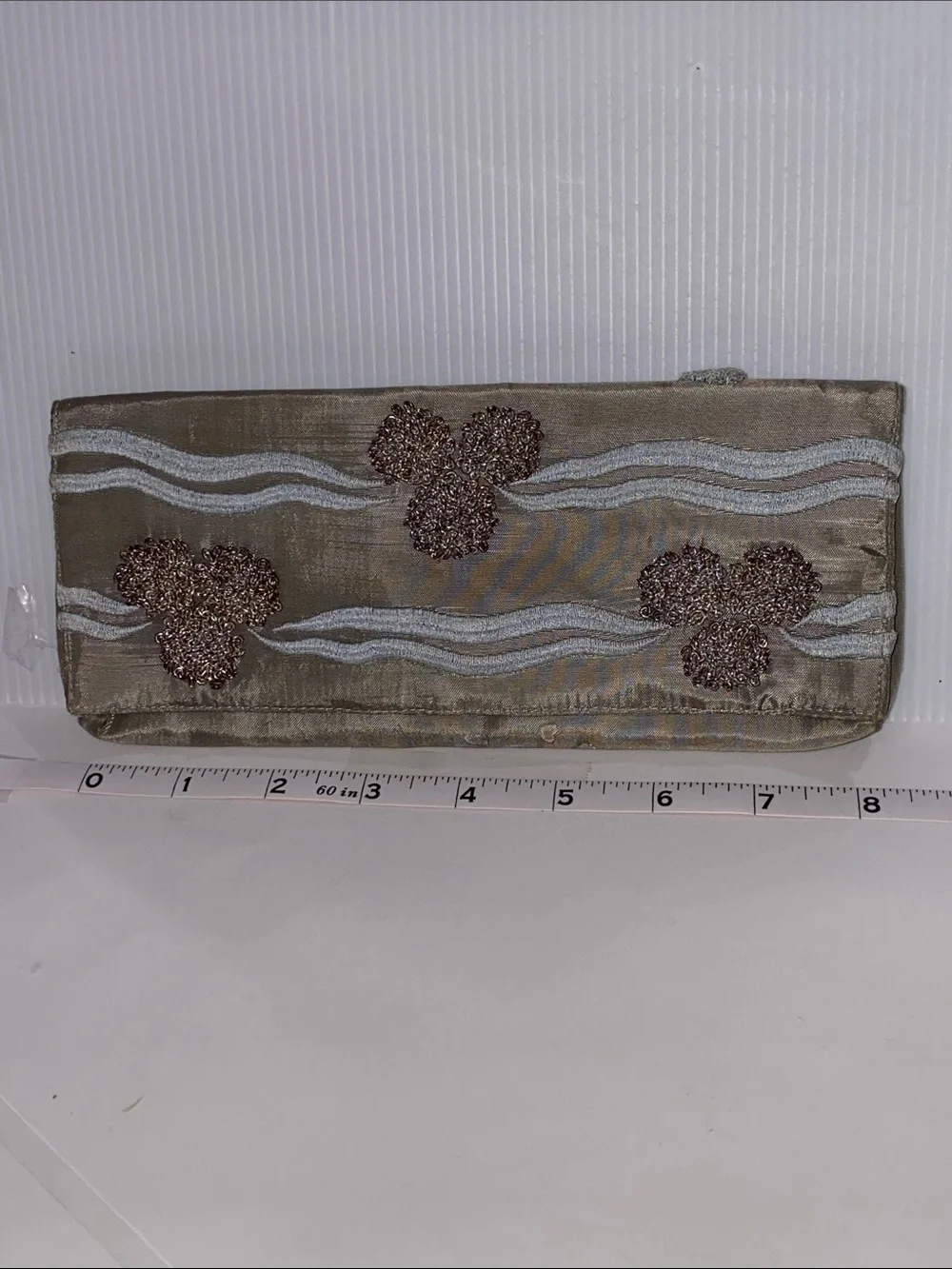 Chan Luu Gray Embellished Clutch with Glitter Motifs